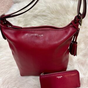Vintage Red Coach New York Hobo Bag & Matching Wallet set. Great Value!